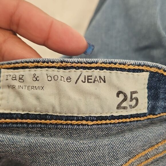 Women's Blue Distressed Jeans With Raw Hem - Picture 12 of 16